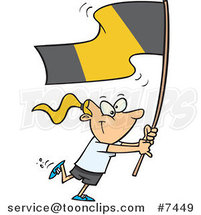 Cartoon Flag Bearer Girl Walking by Toonaday