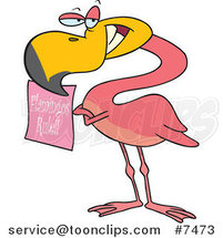 Cartoon Flamingo Holding a Flamingos Rule Sign by Toonaday
