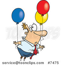 Cartoon Business Man Floating Away with Balloons by Toonaday