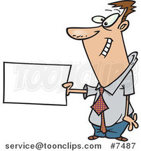 Cartoon Business Man Holding out a Flash Card by Toonaday