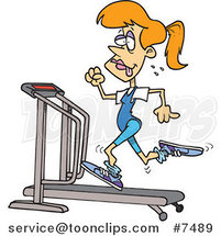 Cartoon Sweaty Lady Running on a Treadmill by Toonaday