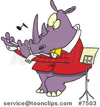 Cartoon Flautist Rhino by Toonaday