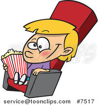 Cartoon Girl with Movie Popcorn by Toonaday