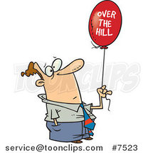 Cartoon Guy Holding an over the Hill Balloon by Toonaday