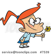 Cartoon Sweet Girl Giving a Daisy by Toonaday