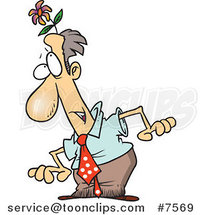 Cartoon Business Man with a Flower Head by Toonaday