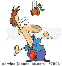 Cartoon Flower Pot Falling on a Business Man by Toonaday