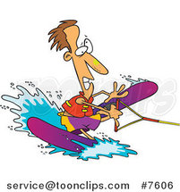 Cartoon Clumsy Guy Water Skiing by Toonaday