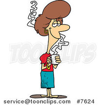 Cartoon Pleasant Business Woman Holding Coffee by Toonaday