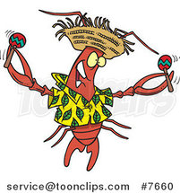 Cartoon Lobster Shaking Maracas by Toonaday