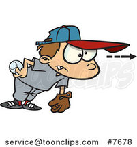 Cartoon Focused Boy Pitching a Baseball by Toonaday