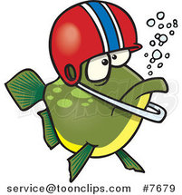 Cartoon Football Fish Wearing a Helmet by Toonaday