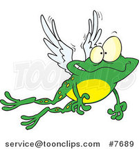 Cartoon Flying Winged Frog by Toonaday