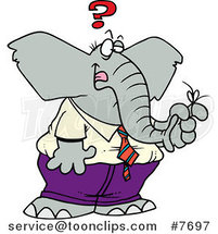 Cartoon Reminder String on a Forgetful Elephant's Finger by Toonaday