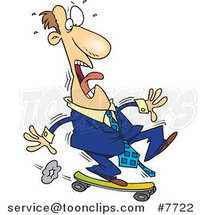 Cartoon Foolish Business Man Riding a Skateboard by Toonaday