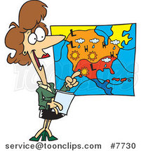 Cartoon Weather Girl Reading the Forecast by Toonaday