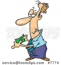 Cartoon Business Man Holding Fake Money by Toonaday