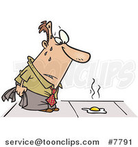 Cartoon Hot Guy Watching an Egg Fry on a Sidewalk by Toonaday