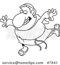 Cartoon Black and White Line Drawing of a Happy Friar by Toonaday