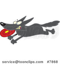 Cartoon Dog Running with a Frisbee by Toonaday