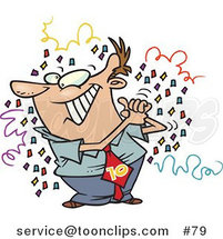 Cartoon Guy Celebrating, Surrounded by Confetti by Toonaday