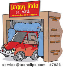 Cartoon Car Driving Through an Auto Wash by Toonaday