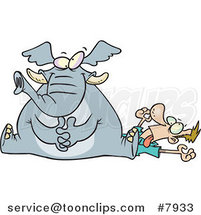 Cartoon Elephant Sitting on a Guy's Chest by Toonaday