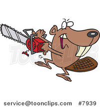 Cartoon Beaver Using a Chainsaw by Toonaday