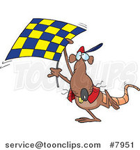 Cartoon Rat Carrying a Checkered Flag by Toonaday