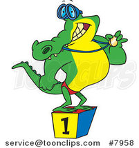 Cartoon Champion Alligator Swimmer by Toonaday