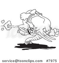 Cartoon Black and White Line Drawing of a Football Elephant by Toonaday