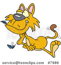 Cartoon Cat with a Bird in His Mouth by Toonaday