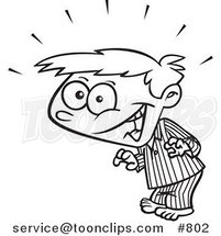 Cartoon Line Art Design of a Super Surprised Boy in His Pajamas by Toonaday