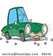 Cartoon Car with a Cracked Windshield by Toonaday