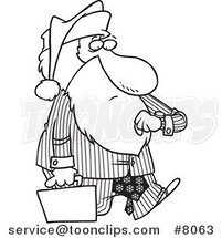 Cartoon Black and White Line Drawing of a Corporate Santa by Toonaday