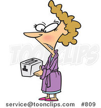 Cartoon Displeased Lady Holding a Toaster Given to Her As a Gift by Toonaday