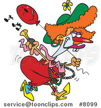 Cartoon Female Clown with a Horn by Toonaday