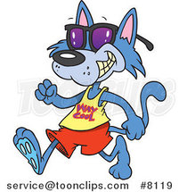 Cartoon Cat Walking and Wearing Sunglasses by Toonaday