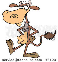 Cartoon Cow Wearing a Bell and Walking Upright by Toonaday