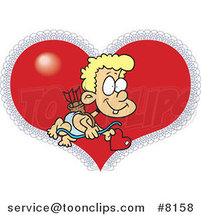 Cartoon Cupid Boy over a Heart by Toonaday