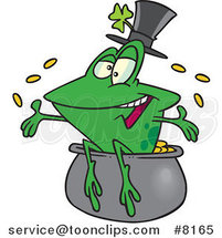 Cartoon St Patricks Day Frog on a Pot of Gold by Toonaday