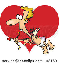 Cartoon Goofy Cupid over a Heart by Toonaday