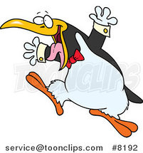 Cartoon Happy Penguin Wearing a Bow by Toonaday