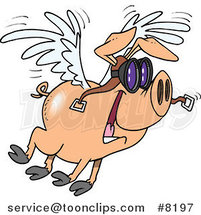 Cartoon Flying Pig by Toonaday