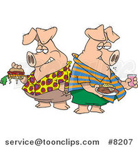 Cartoon Two Hogs Pigging out by Toonaday