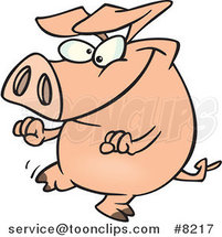 Cartoon Pig Doing a Happy Dance by Toonaday