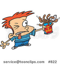 Cartoon Red Haired Boy Holding a Can of Worms by Toonaday