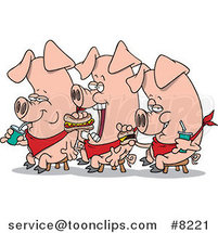 Cartoon Three Eating Pigs by Toonaday