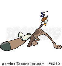 Cartoon Bird on a Pointer Dog's Tail by Toonaday