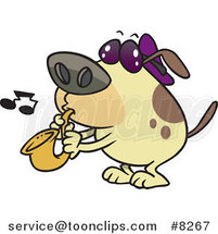 Cartoon Dog Playing a Saxophone by Toonaday